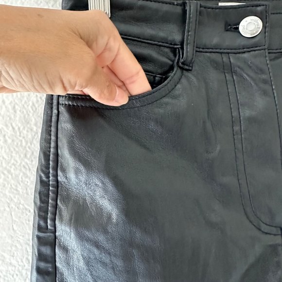 Aritzia Wilfred Faux Leather Pants Straight Leg Black Color Sz 00 - Picture 3 of 7